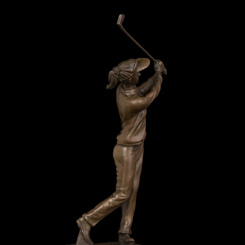 

Ivorique DS-038 Golf Woman Statue Figurine Bronze Golfer Copper Figurine Western Vintage Man Art office decoration modern