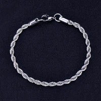 tjp silver color 4mm twist chain 20cm stainless steel twist chains bracelet jewelry for womenmen