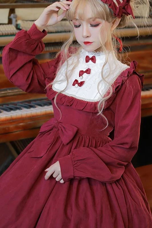 

lolita skirt op long-sleeved lolita skirt japanese fairy loli sweet temperament dress schoolgirl autumn and winter