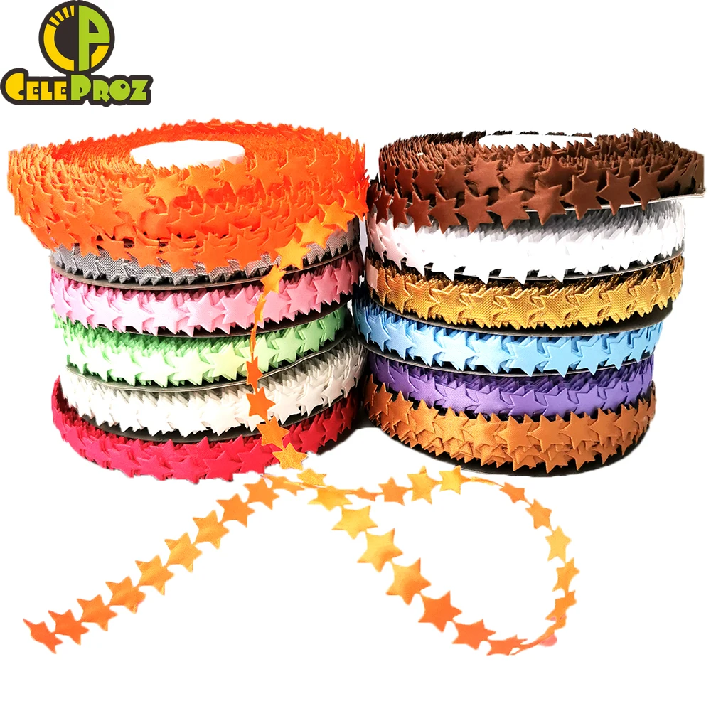 Лента со звездами и тиснением 5 ярдов кружевная ткань для шитья Подарочная