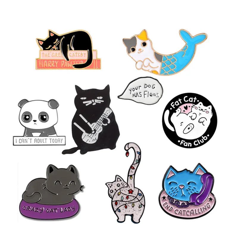 Мультяшная Милая панда непослушная кошка креативная брошь значок эмалированные