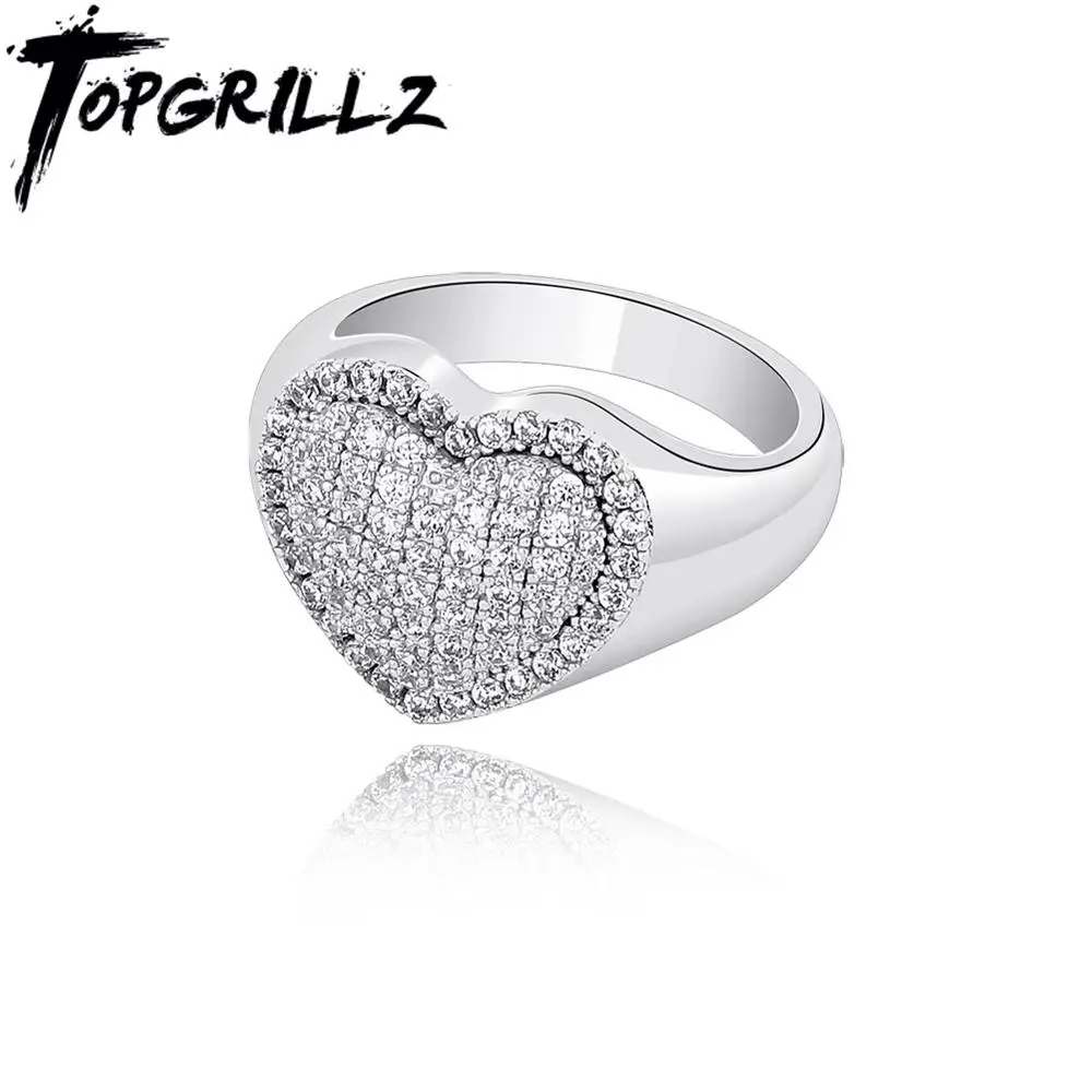 TOPGRILLZ 2020 новое кольцо в виде сердца высококачественное медное с кубическим