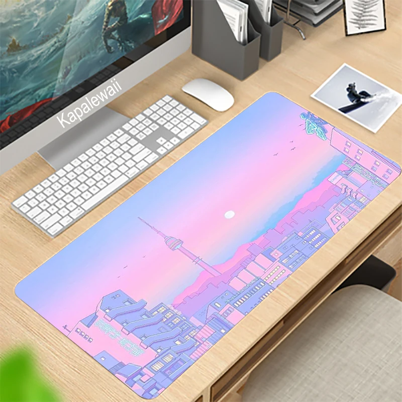 

Girl Cute Large Mouse Pad Cartoon Big Computer Gaming Mousepad 900x400 With Locking Edge Gaming Mouse Mat PC Gamer Desk Mat