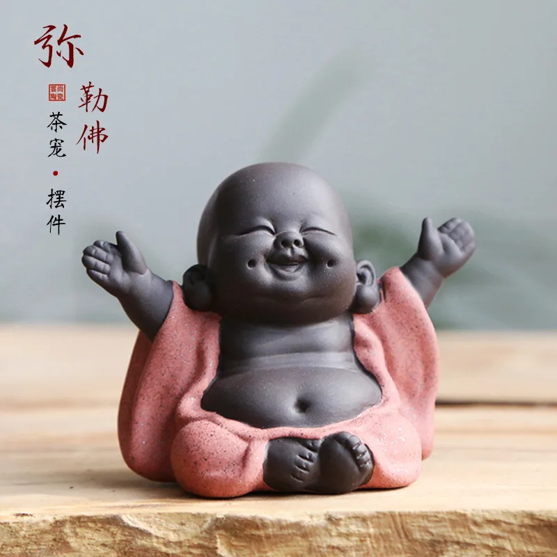 

Big-bellied Maitreya Buddha tea pet decoration boutique purple sand can be planted flower pot decoration tea set accessories