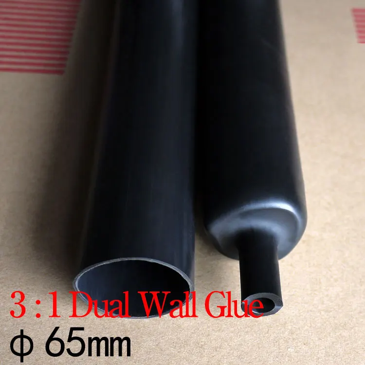 

1M 65mm Diameter PE 3:1 Ratio Heat Shrink Tube Adhesive Lined Dual Wall With Thick Glue Wire Wrap Waterproof Kit Cable Sleeve
