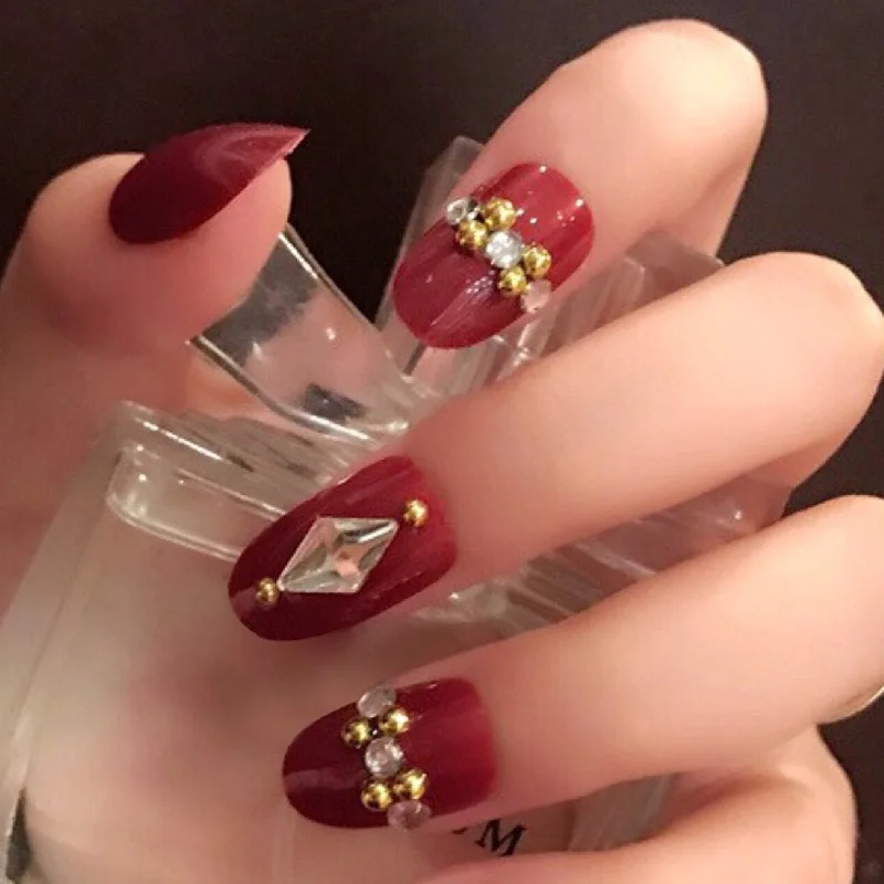 2019 Лидер продаж 24 шт./компл. поддельные накладные ногти с украшением в виде