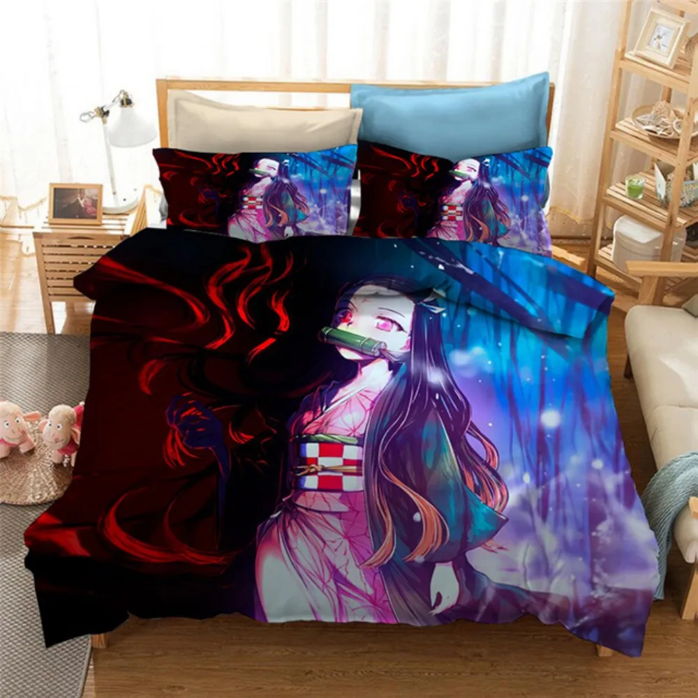 Набор постельных принадлежностей Demon Slayer пододеяльник японское аниме 3D печатное