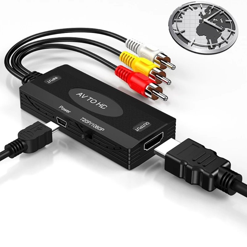 Переходник с RCA AV на HDMI-совместимый Преобразователь мини композитный CVBS s-Video