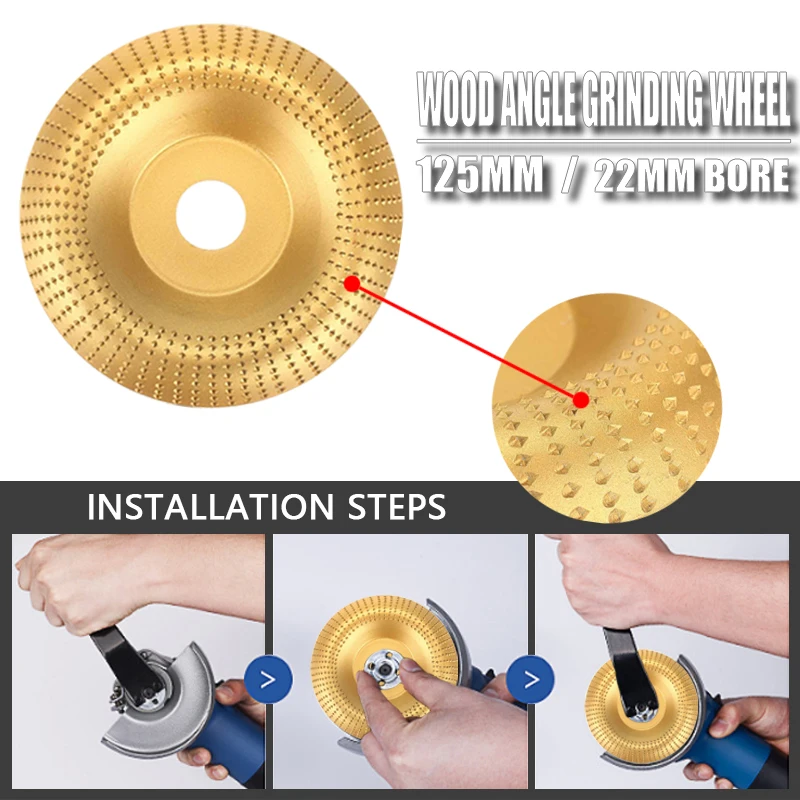 

125mm 22mm Wood Angle Grinding Wheel Sanding Carving Rotary Tool Abrasive Disc For Angle Grinder Tungsten Carbide Shaping