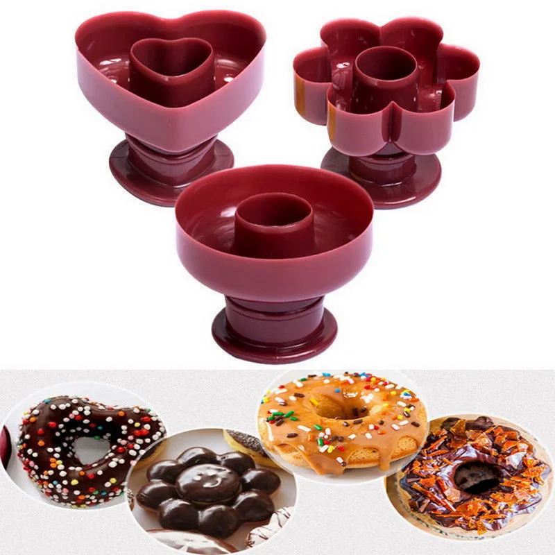 

4 Type Plastic Doughnut Cake Maker Mold Home Party Desserts Cutter Fondant Cutting DIY Donut Mould Pastry Dough Process Tools