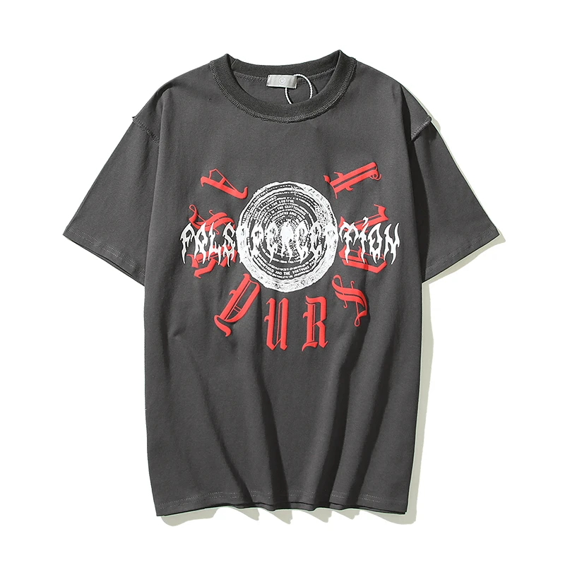 

Harajuku Letter Foam Circle Round Neck Cotton Mens Summer Tshirts Short Sleeve Oversized Streetwear Retro Loose Top Tees