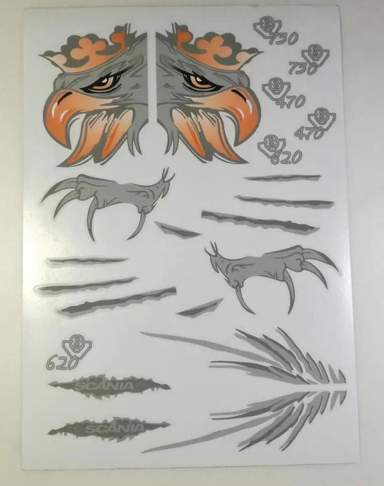 Наклейки с головой Орла для радиоуправляемого автомобиля 1/14 Tamiya RC Truck 730 620 470 56323