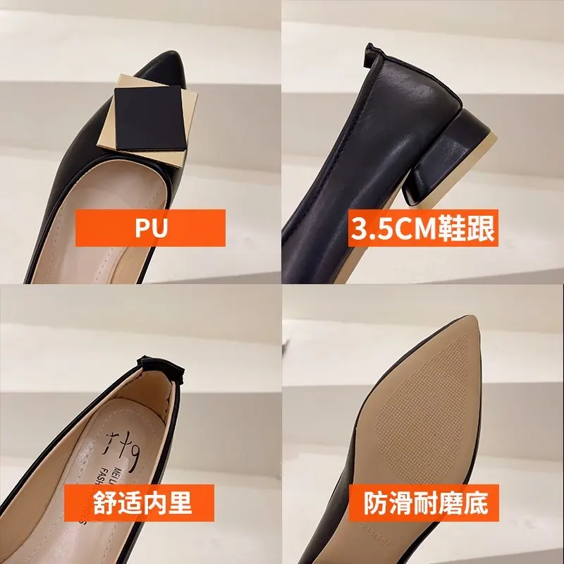 

Shoes On Heels Shallow Mouth Women's Moccasins Female Footwear Soft Pointed Toe New Dress Summer Comfortable Low Rubber PU Slip-