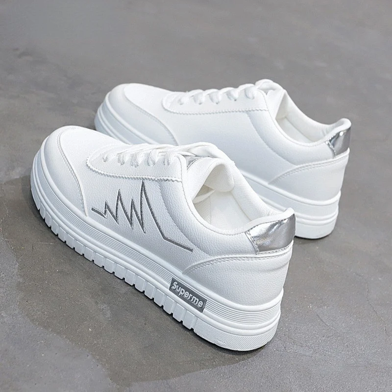 

Shoes for Women 2021 Casual Tenis Platform Vulcanize Cute White Shoes Sneakers Breathable Leather Platform White Soft Footwears