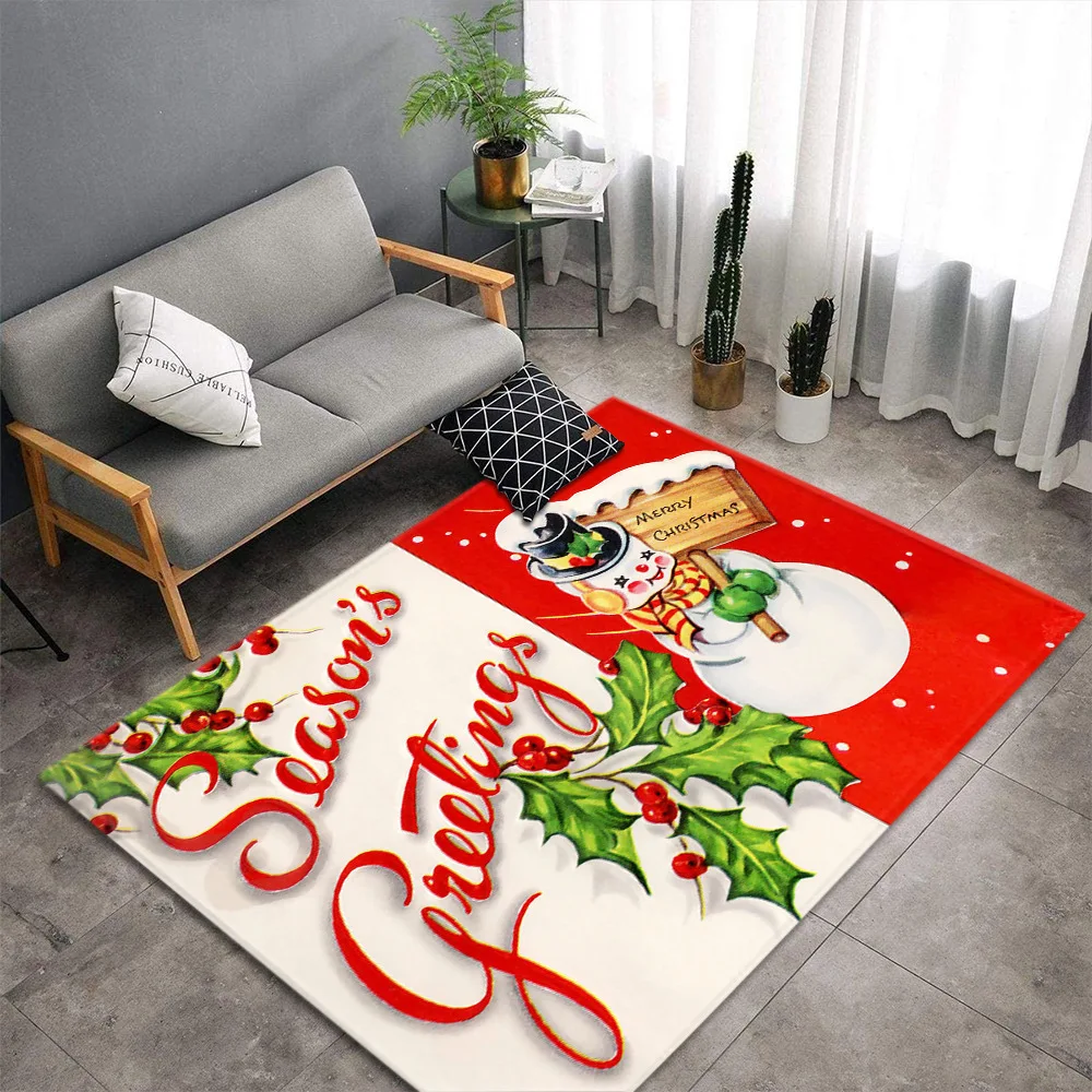 

Merry Christmas 3D Snowman Carpets For Living Room Bedroom Soft Washable Anti-slip Floor Rug Kitchen Bathroom Mat Doormat Nordic