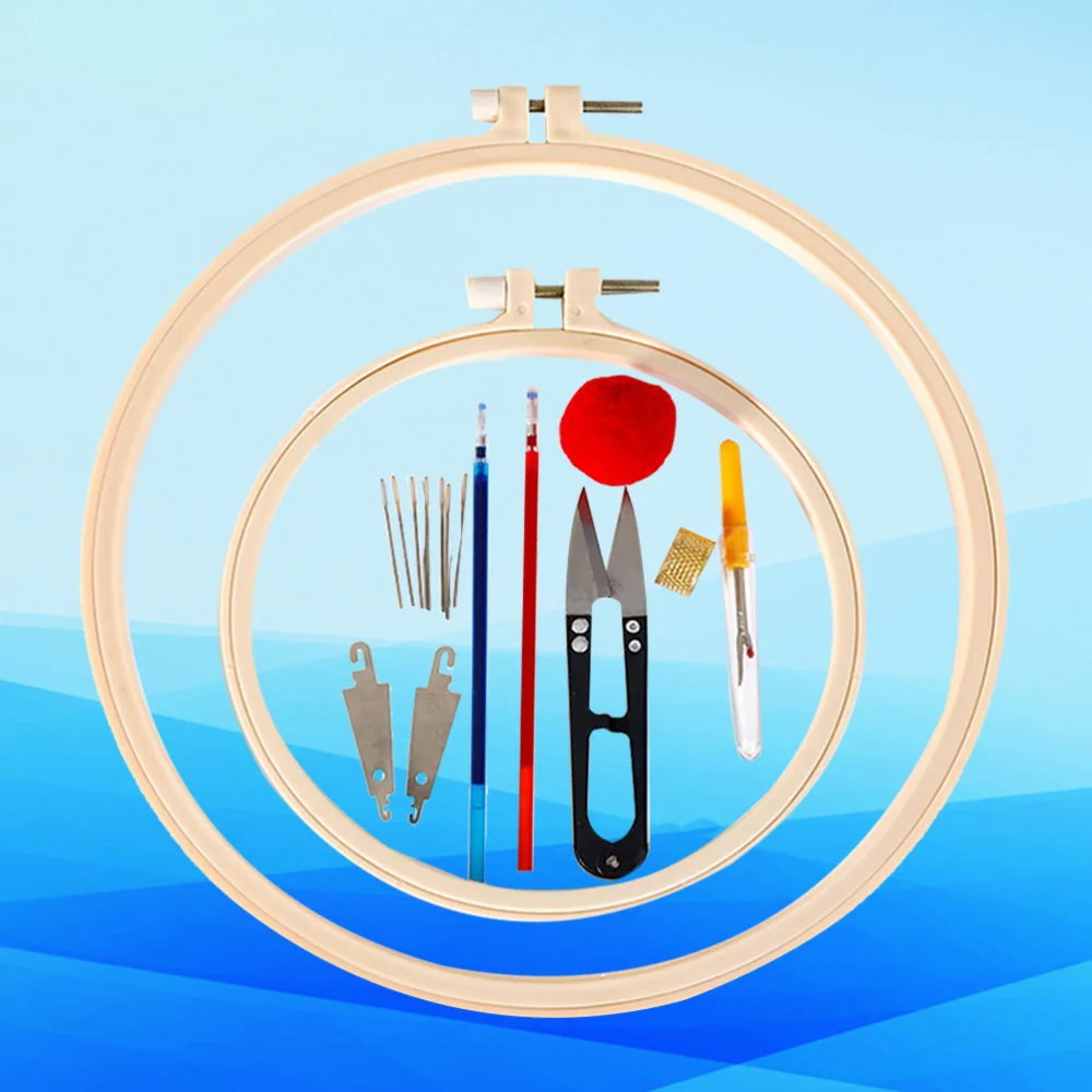 

1 Set DIY Embroidery Kit Full Set Embroidery Hoops and Embroidery Craft Tool for Embroidery and Cross Stitch (Beige Random Numbe