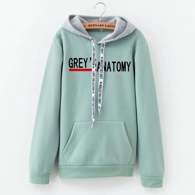 LANSHANQUE толстовки женские осень GREYS Anatomy с буквенным принтом цветная подходящая Футболка Модные Хлопковые женские топы - Цвет: 1004
