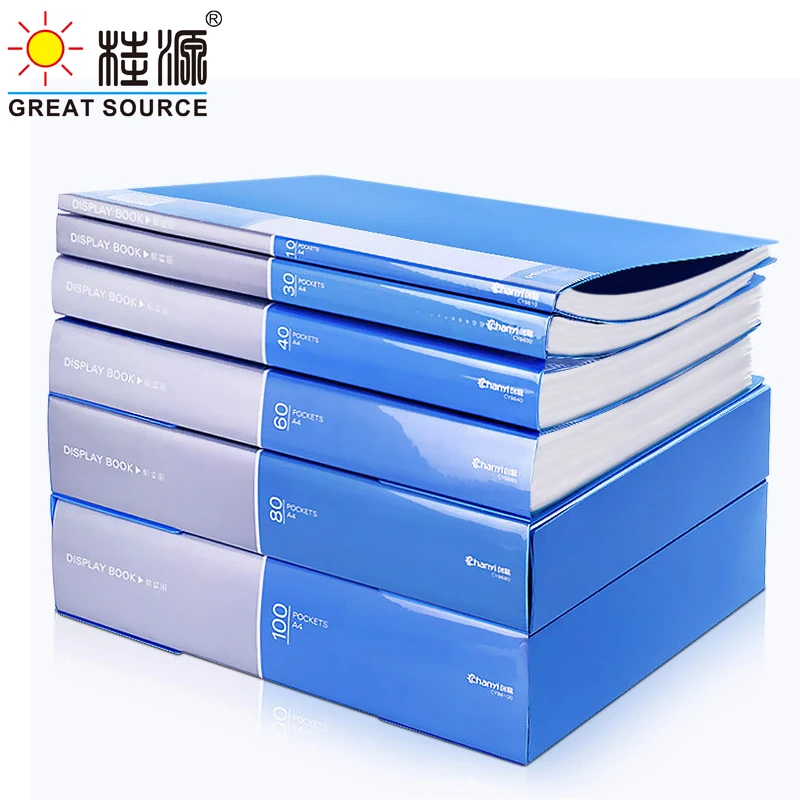 Display Book  Project Folder Presentation Book A4 PP 100 Transparent Pockets Fancy Candy Color(3PCS)