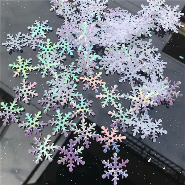 2cm white CRLEY 100 шт Рождественское украшение Снежинка Рождество День рождения Свадьба украшения ручной работы домашний декор красочные блестящие аксессуары - Цвет: 2cm white