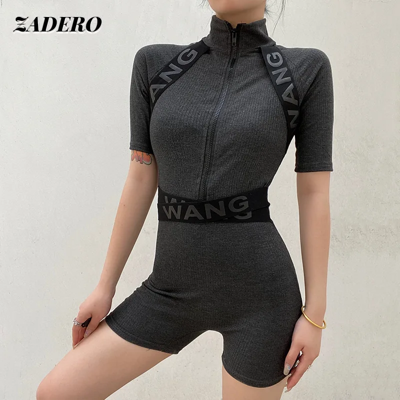 

Zipper Jumpsuit Women Sexy Short-sleeved One-piece Women's Clothing Playsuit New Casual Cycling Ciclismo Feminino Set Fashion