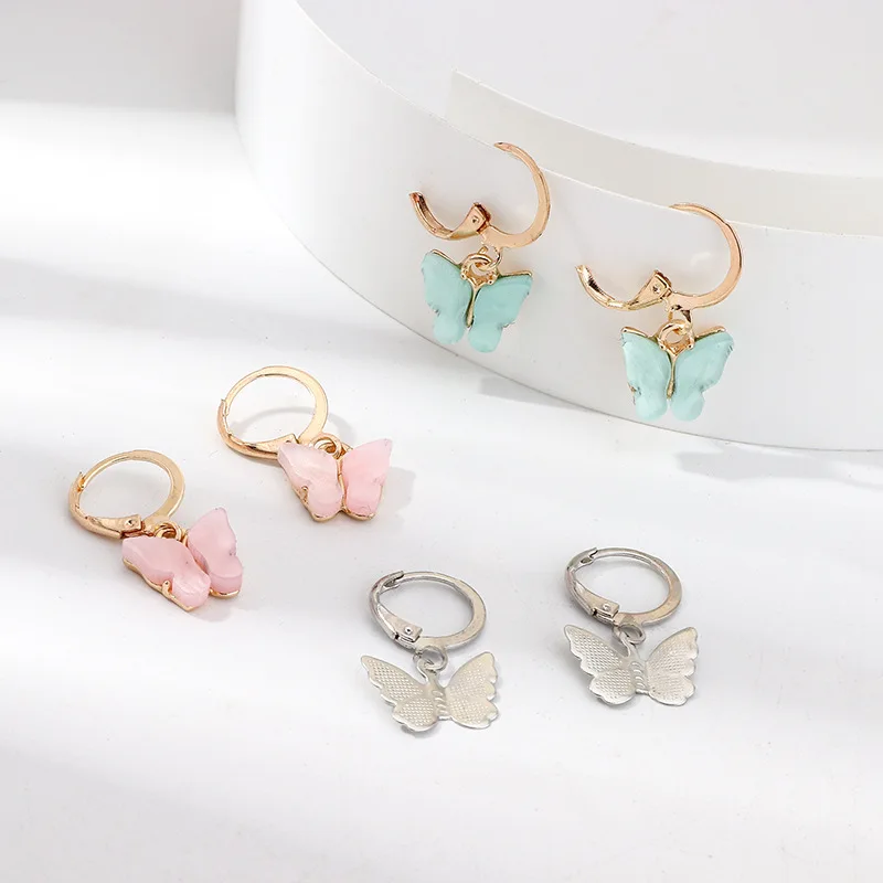 

Kpop charm butterfly drop earrings acrylic sweet cute acrylic insect earrings girl fashion earrings jewelry Party Gifts