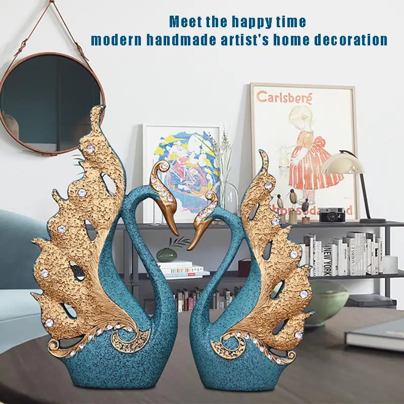 

2Pcs/Set Swan Statue Home Decoration Accessories Decor Sculpture Modern Art Ornaments Wedding Gifts for Friends Lovers