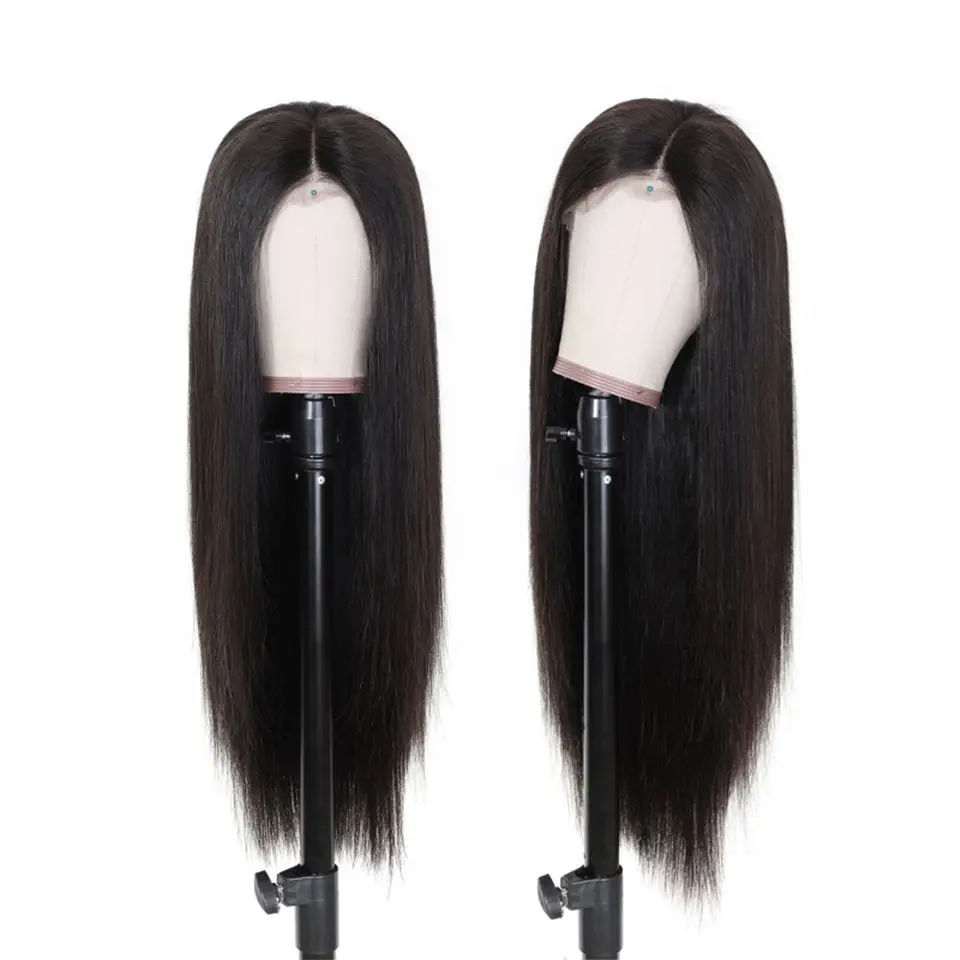 HairUGo 4*4 бразильский парик на шнурке человеческие волосы парики для черных женщин не-Реми волосы на шнурке прямые парики с детскими волосами