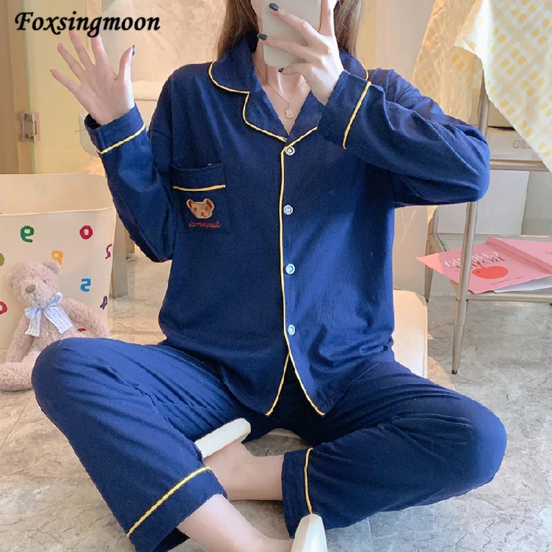 

Пижамный комплект Женский хлопковый с длинным рукавом, на весну/осень