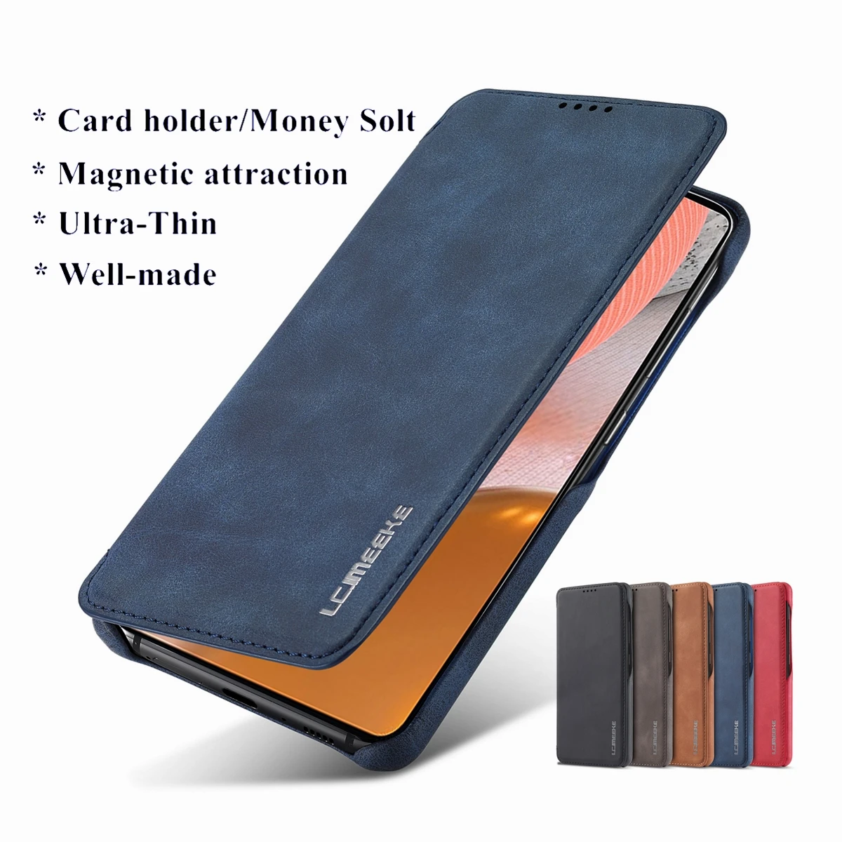 

Matte touch leather case for Samsung Galaxy Note8 N950F magnetic adsorption fitted Case business card holder holster capa fundas