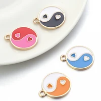 10pcs alloy enamel tai chi yin yang bagua charms multicolor metal drop pendant for diy bracelet necklace accessories wholesale