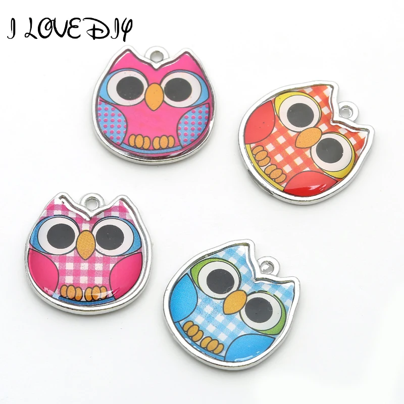 10 шт. Смешанные Подвески в виде милой совы эмалированные подвески из сплава для