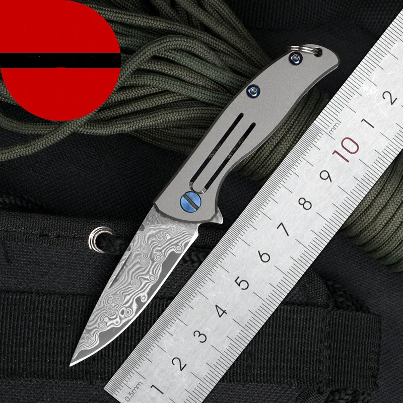 Новое поступление мини складной нож дамасский стальное лезвие TC4 Карманный