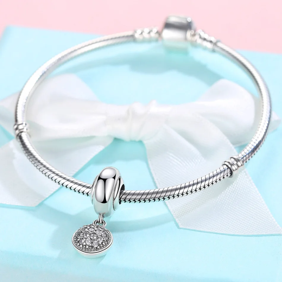 

Round Bead CZ Crystal Charm fit 925 Silver Charm Bracelets Original Women Jewelry DIY Gift Making