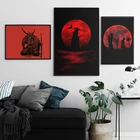 Японский Ukiyoe HD холст постер самурая с голубым лицом Катана настенные художественные картины для гостиной картина Печать украшение дома