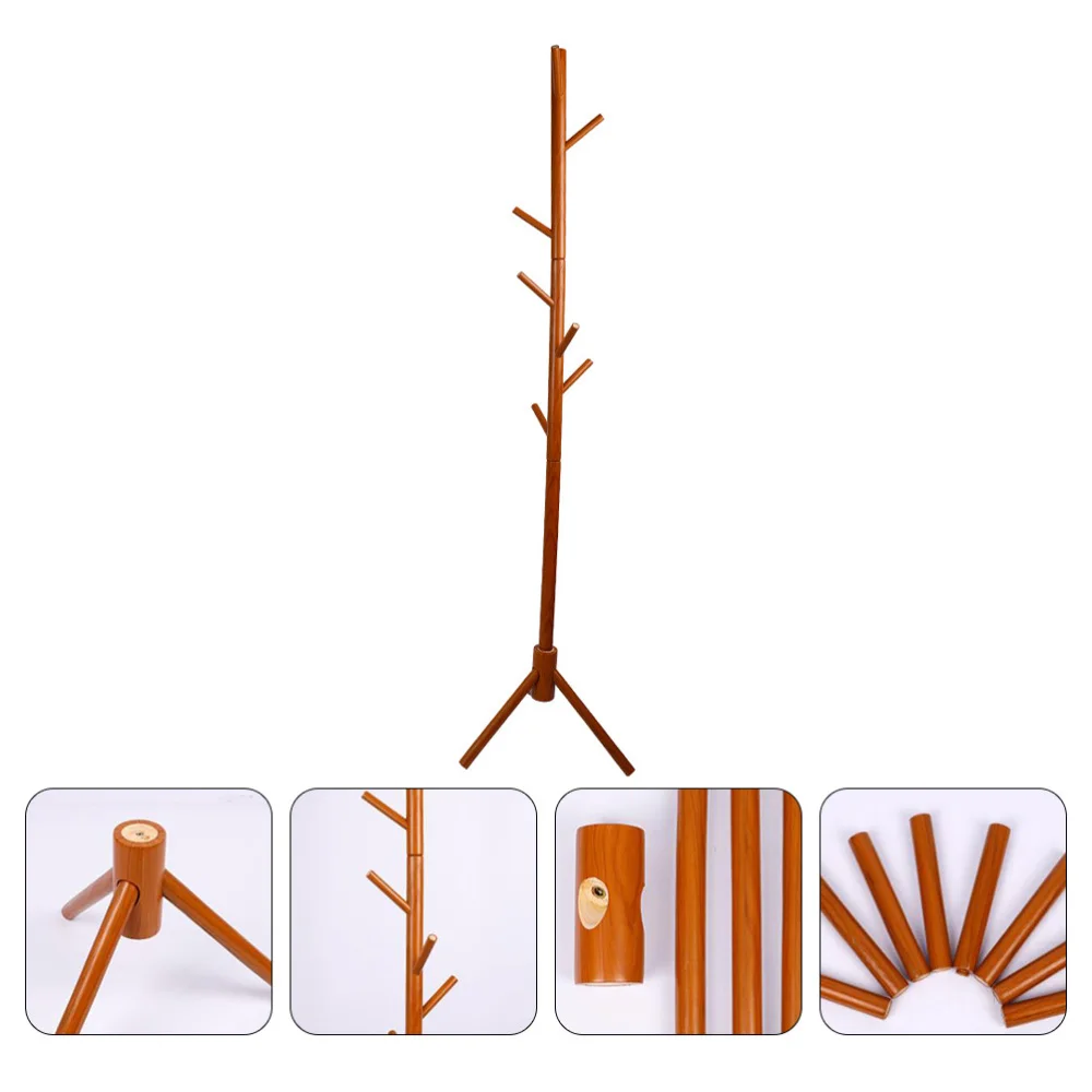 

1Pc Wooden Clothing Hanger Floor-type Hat Hook Clothes Hanging Tool (Brown)