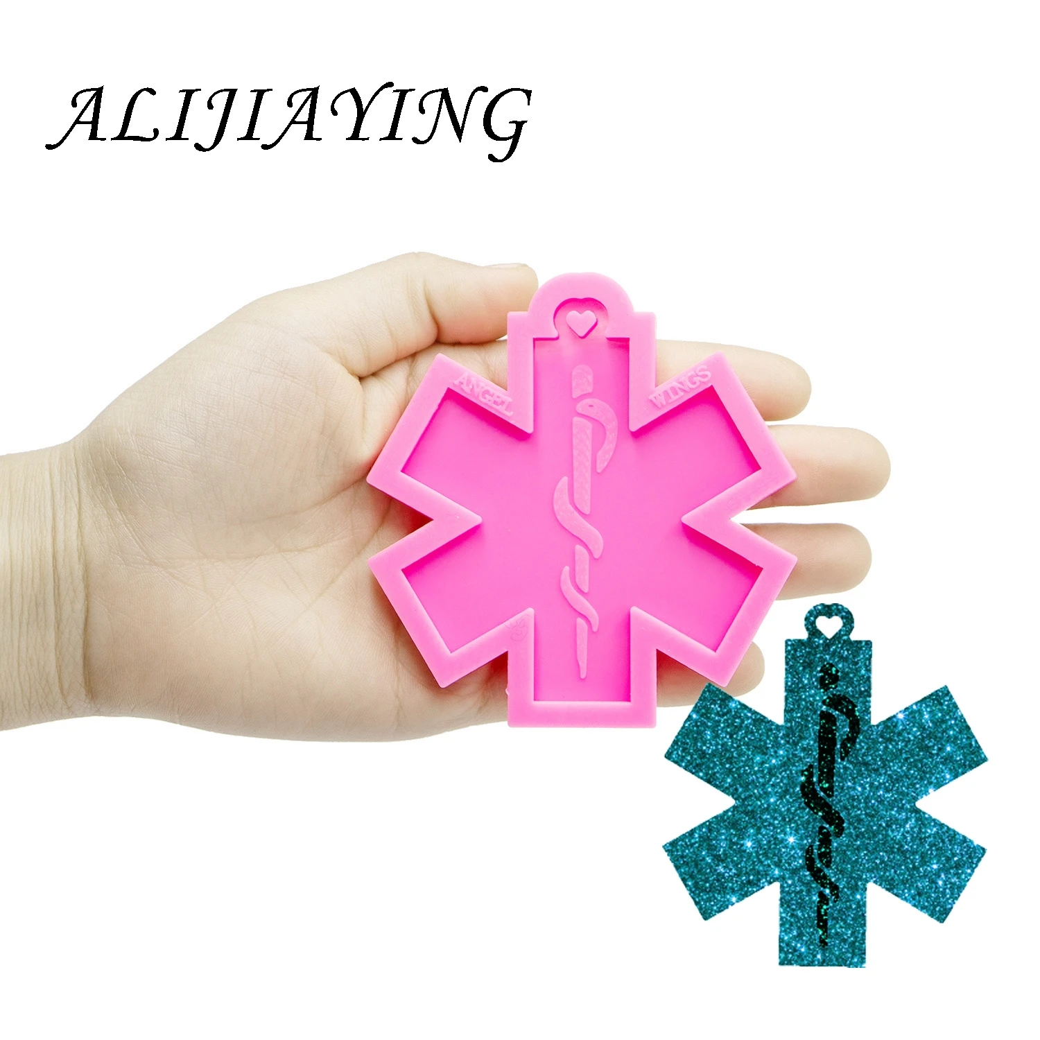 

Glossy Medical sign molds silicone keychain mold for resin epoxy craft DIY silicone jewelry Pendant DY0300