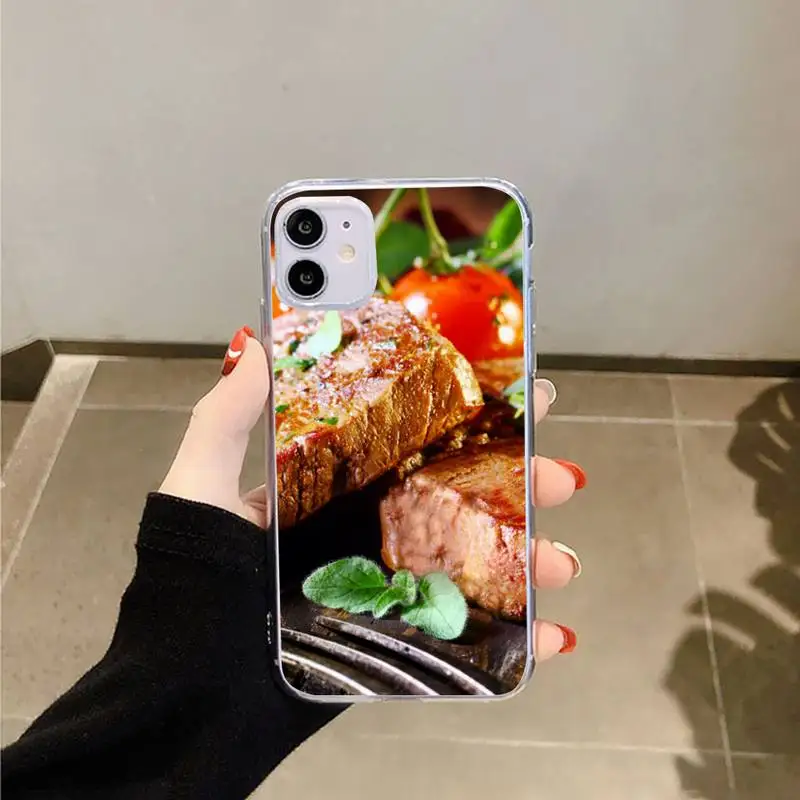 

Delicious food steak Phone Case Transparent for iPhone 6 7 8 11 12 s mini pro X XS XR MAX Plus