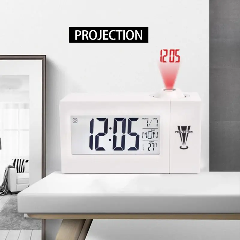 Электронный ЖК цифровой будильник проекция голосового управления Повтор
