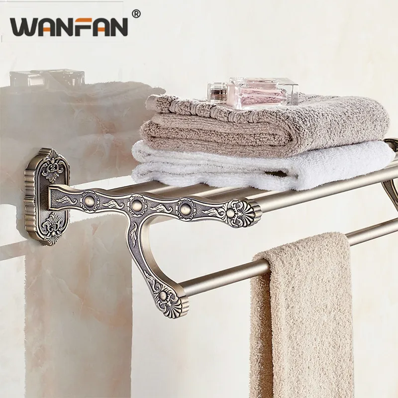 Двойное полотенце с отделкой под античное золото резная вешалка для полотенец
