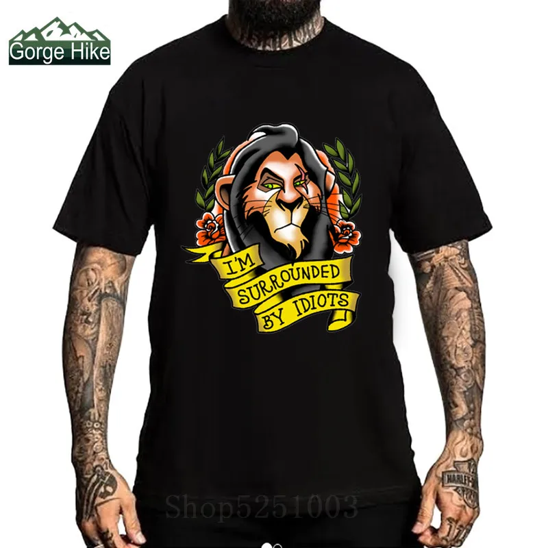 Мужская футболка с татуировкой Lion King Scar Классическая рисунком из мультфильма Idiots