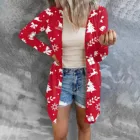 Рождественский кардиган, женская одежда, кардиган с принтом Санта-Клауса, Кардиган с длинным рукавом, свитер, пальто, женская верхняя одежда, корейская мода