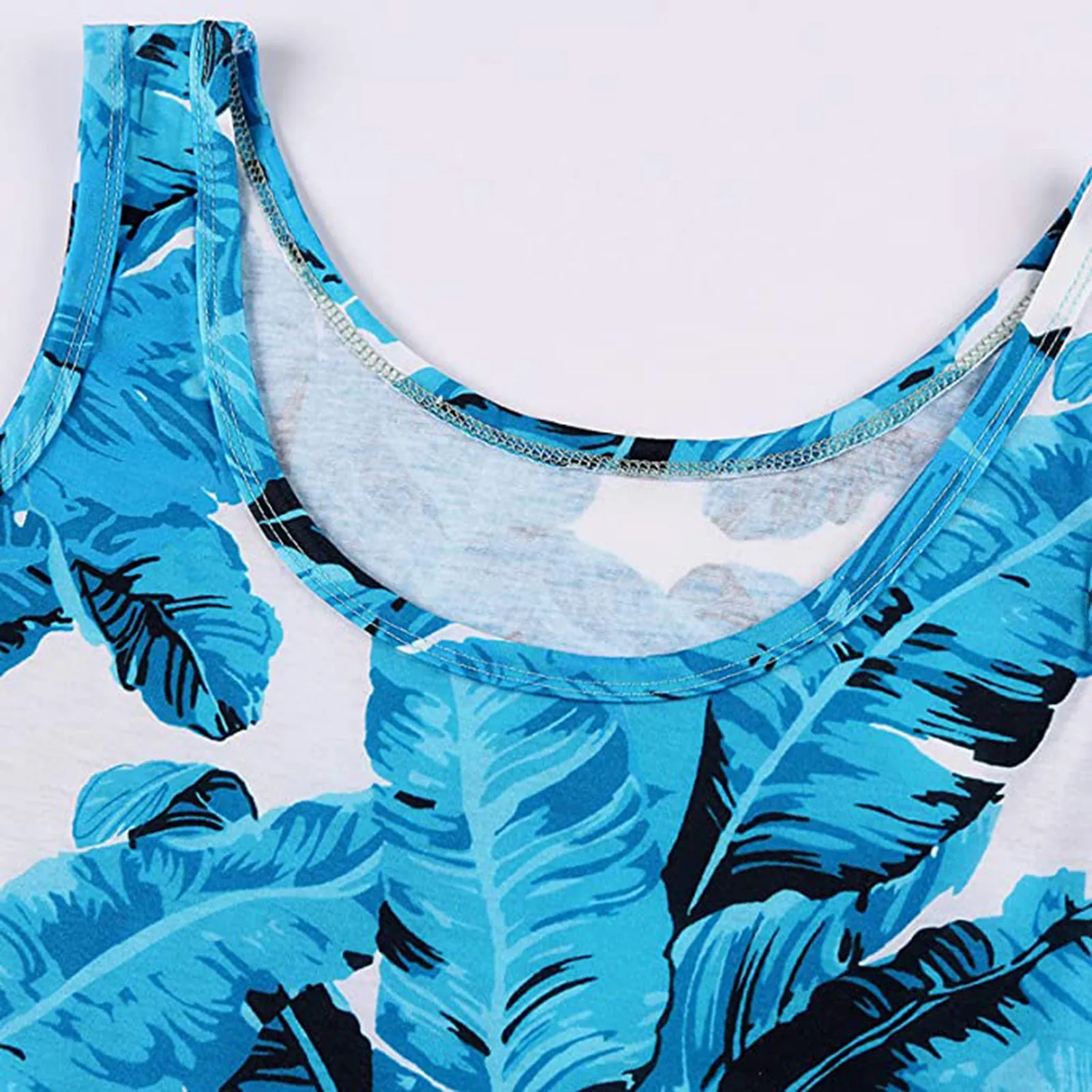 

Women'S Summer Sundress Ladies Summer Sleeveless U-Neck A-Line Short Casual Printed Loose Dress Boho Beach Pleated Dress Holiday