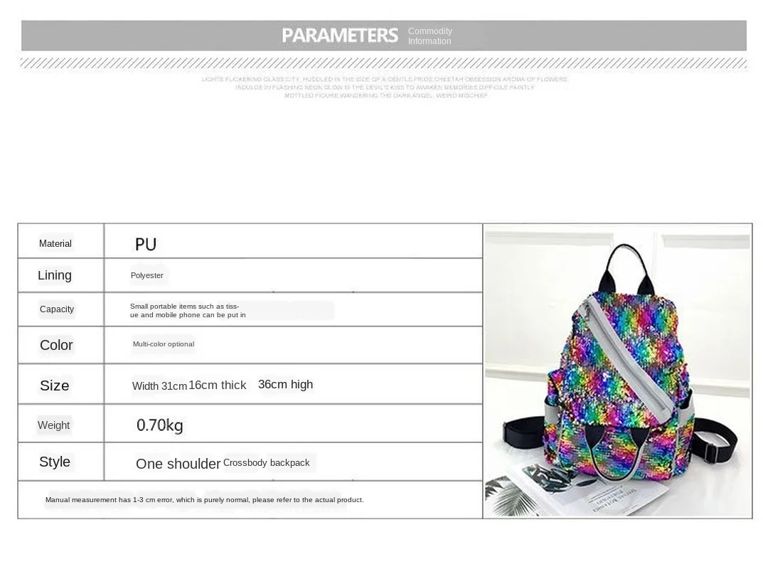 Женский рюкзак с блестками модный в Корейском стиле для студенток небольшой