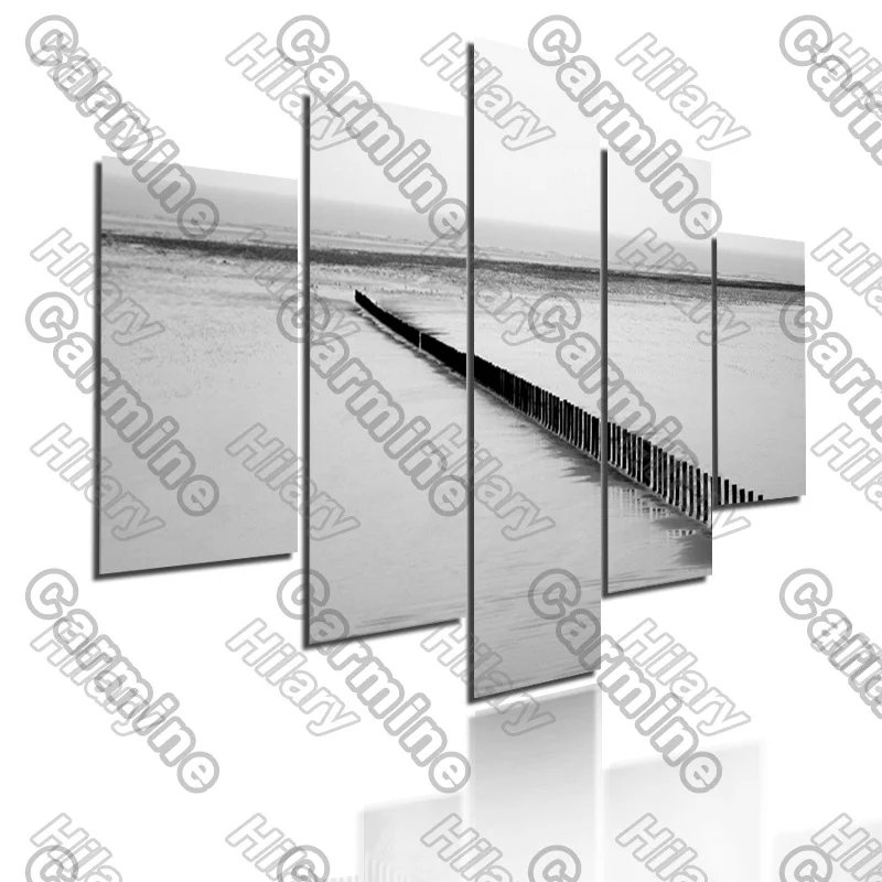 

Poster Grey River Black Stakes Landscape Canvas Painting 5Pcs Posters Painting Wall Art Decoration for Living Room and Bedroom