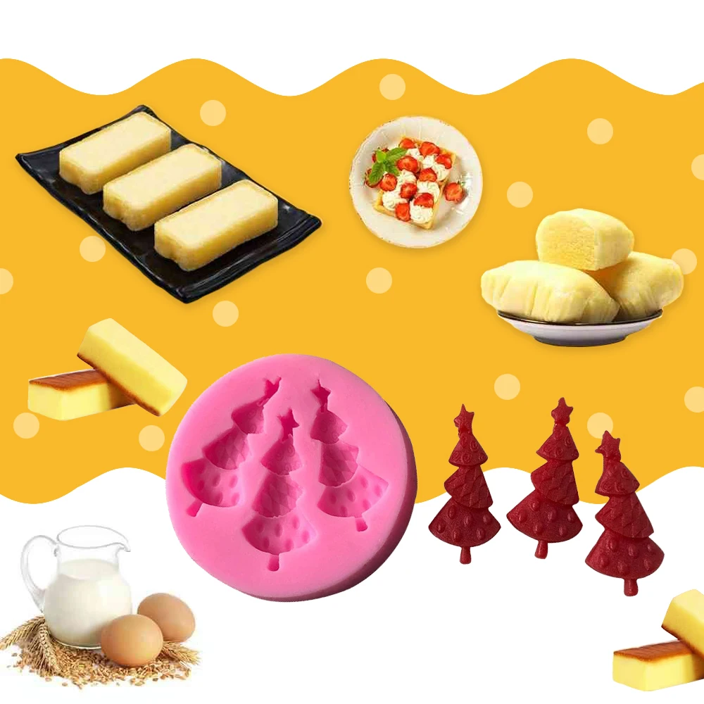 3 даже счастливые Рождественские елки силиконовые помадные формы кухонные