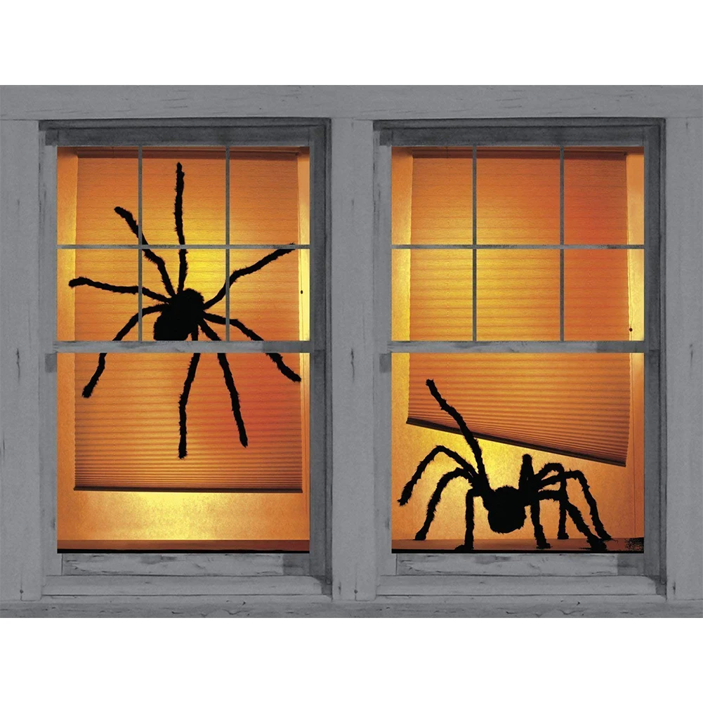 4 шт. паук на Хэллоуин черный пушистый реалистичный украшение для дома с