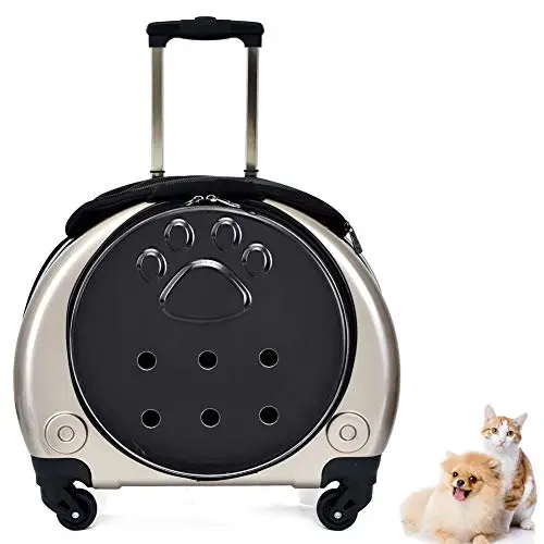 Gold Чехол на колесиках для домашних животных, переноска для собак, кошек, сумка для переноски, полиуретановый пористый дышащий прозрачный дышащий рюкзак для домашних животных - Цвет: Gold