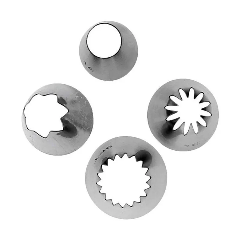 

4 Pcs Piping Nozzle Russian Pastry Tips Baking Tools Cakes Decoration Set Stainless Steel Nozzles Cupcake