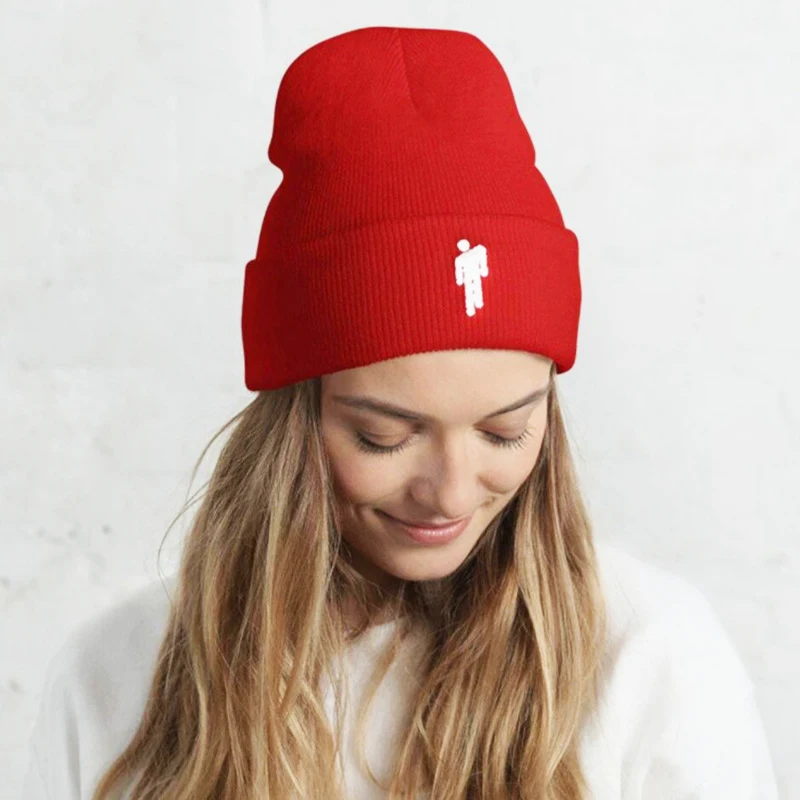 Женская шапка вязаная Шапка-бини шерстяная теплая с вышивкой в стиле хип-хоп