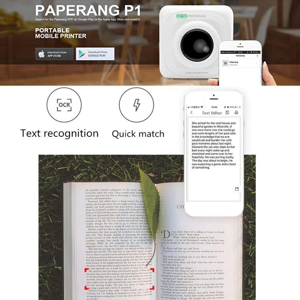 PAPERANG P1 портативный Bluetooth 4,0 принтер термальный фото телефон Беспроводное подключение мини карманные принтеры для iOS Android Windows